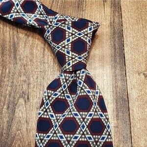 Chaps Ralph Lauren Geometric All Silk Neck Tie Made in USA